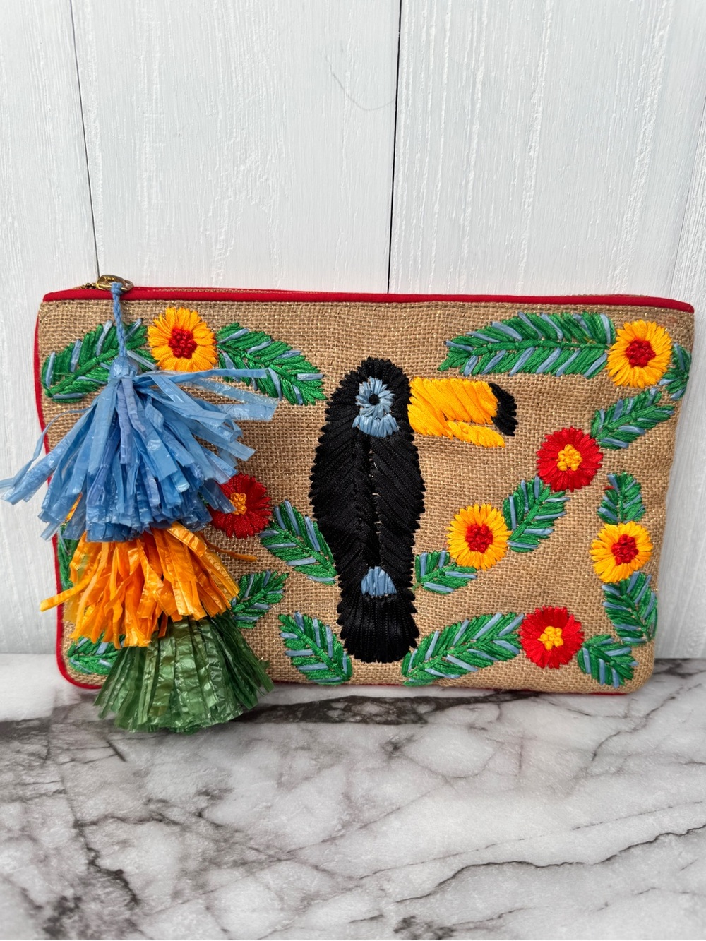 Roberta Roller Rabbit Sam Toucan Tassel Clutch Bag